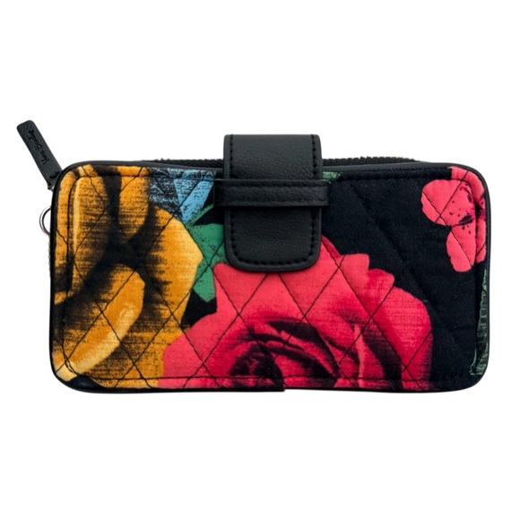 Vera Bradley Wristlet Wallet Havana Rose Zip Around Bifold Snap Multifunction - Picture 1 of 6